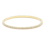 MYJS Ready 16k Gold Plated Magic Bangle Bracelet with Clear Swarovski Crystals