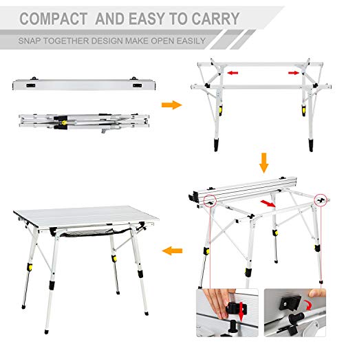 PORTAL Outdoor Folding Portable Picnic Camping Table with Aluminum Legs