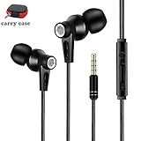 Earbuds in Ear Earphones with Microphone Deep Bass Stereo Headphones Corded Headset with Volume Control and Case Black