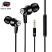 Earbuds in Ear Earphones with Microphone Deep Bass Stereo Headphones Corded Headset with Volume Control and Case Black