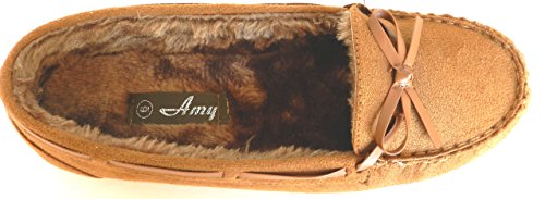 Women Warm Winter Comfortable Classic Fur Lining Moccasin Slip on Flat Shoes - Thumbnail 4