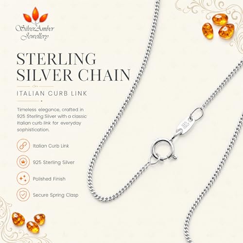 SilverAmber Jewellery UK - Sterling Silver 14" 16" 18" 20" 24" 28" 32" 36" 40" Inch Delicate Italian Curbs, Trace, Snake and other styles Chain Necklace