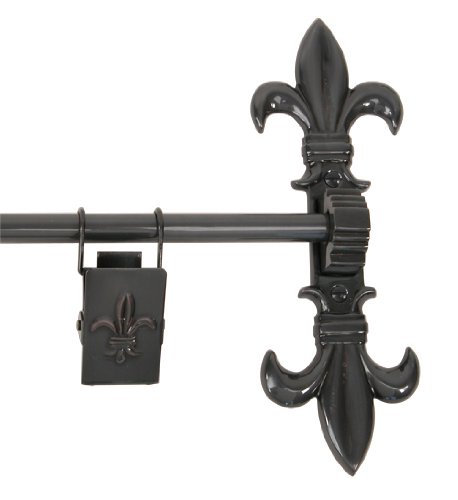 Brass Elegans 33TH2-DBZ 48-Inch Dark Bronze Fleur-Di-Li Collection Solid Brass Tapestry Hanger with Three Fleur Di Lis Clips