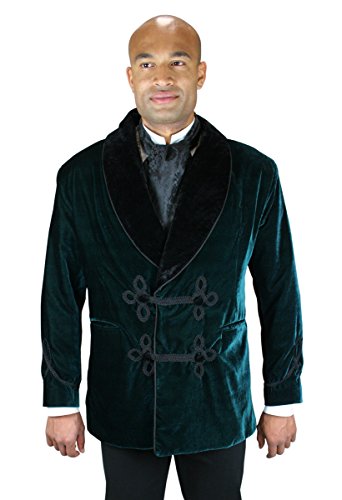 Historical Emporium Men's Vintage Velvet Smoking Jacket L Green