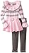 Little Lass Little Girls' Toddler 2 Piece Sweater Set Belted Stripe Cable, Pink, 3T