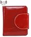 AINIMOER Women's Small Billfold Genuine Leather Tri-Fold Wallet with Zipper Pocket(Red)