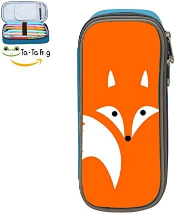PenStar-Fox Graphic Large Capacity Pen Bag Canvas Pencil Case Stationary Box Double Zipper For Children-blue