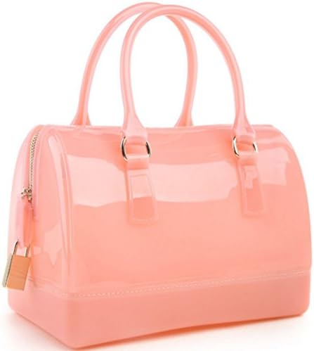 Momo House New Arrival Summer Jelly Handbag Candy Color Transparent Crystal Bag (Light Pink)