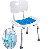 Medokare Shower Chair with Back - Padded Shower Seat for Seniors with Handles and Tote Bag, Shower Bench Bath Chair for Elderly, Handicap Tub Shower Seats for Adults (White Chair)