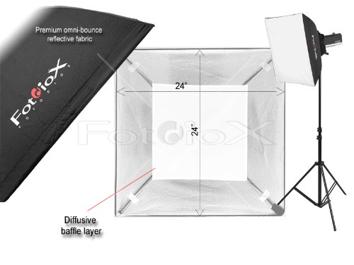 Fotodiox Pro 24x24" Softbox for Studio Strobe/Flash with Soft Diffuser and Universal Speedring (3"-6" Diameter)