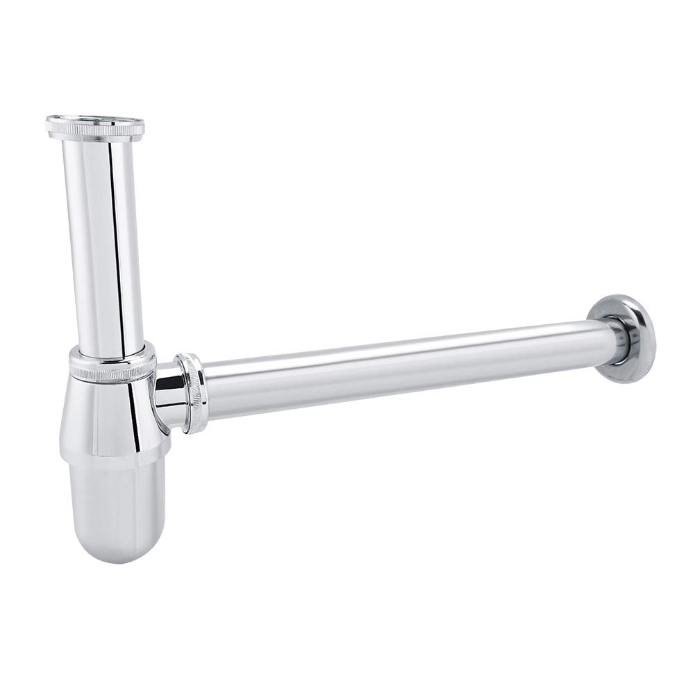 Zinc Alloy Chrome Sink Basin Tube, Bathroom Sink Round Bottle Trap Practical Waste Pipe Sink Trap Bottle Waste Sink Tube