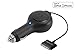 Retractable Car Charger for iPhone 3G/3GS, 4/4S, iPad 1/2/3, iPod Nano 3rd/4th Generation, iPod Touch 3rd/4th Generation –30 Pin-Tangle Free-MFI Apple Certified- by Cellet - Black