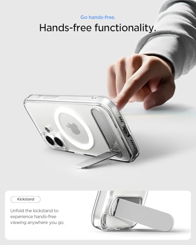 Spigen Ultra Hybrid S MagFit for iPhone 17 case cover with Kickstand [MagSafe compatible] - Clear White