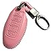 Alegender Leather Pink 5Btn Key Cover Case Fob Protector Fits for 2017 2018 2019 2020 Nissan Rogue Maxima Altima Sedan Pathfinder