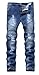Qazel Vorrlon Men's Biker Moto Skinny Ripped Distressed Destroyed Fit Denim Jeans