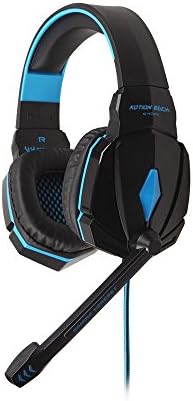 CEStore® KOTION EACH G4000 Over-ear 3.5mm PC Game Earphones, PC Gaming Wired Headset with Mic for PC Computer Laptop Realistic Game Noise Canceling &amp; Volume Control &amp; Stereo HIFI Driver (Black + Blue)