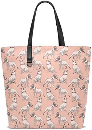 Dogs Bull Terrier Pattern Tote Bags Handbag Waterproof Shopping Totes For Women Girls Travel Beach