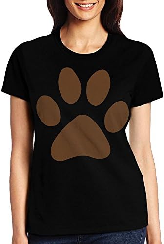 Women Brown Cat Paw Crew Neck Apparel Shirt