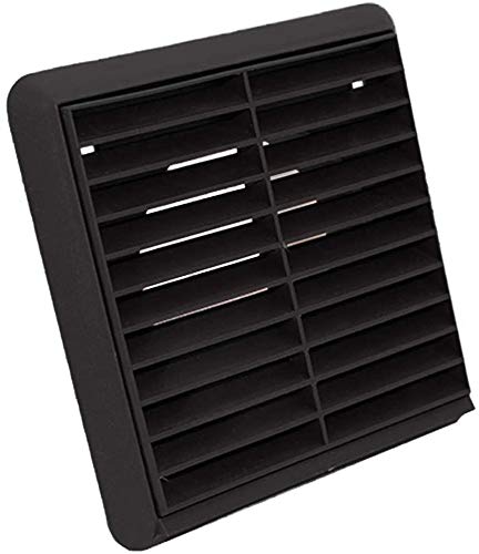 Fixed Louvered Wall Vent Grille 100mm / 4" Black External Exterior Ducting Air Round Spigot Fly Screen