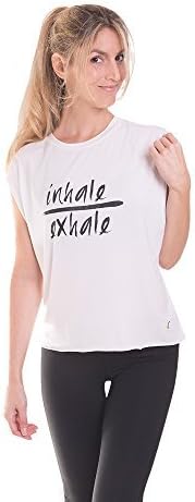 WordsCount Open Sleeve Tank - Inhale/Exhale - White + Black Print (X Large)