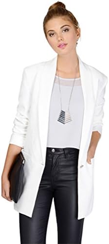 JZOEOEU Women's One Button Lapel Casual Suits Blazer X-Small White