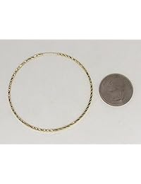 Pendientes de aro de oro amarillo de 14 quilates, corte de diamante, tubo cuadrado continuo, 0.591-2.362 in (tubo de 0.053 in)