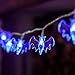 Waterproof 30 LED Bat Solar Outdoor String Halloween Lights Set with 20-Feet Black Wire (Blue)