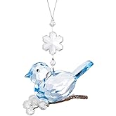 The Bridge Collection Crystal-Style Blue Bird Ornament - Faceted Acrylic Bird Christmas Tree Decor - Animal Ornament