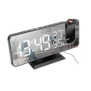 Galapara Digitale led-projectiewekker met spiegeloppervlak, 4-in-1 projectie, 180 graden temperatuur…