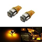 iJDMTOY 5-SMD 168 194 2825 T10 LED Car Interior Map Dome Light Bulbs, Amber Yellow