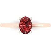 Clara Pucci 14K Solid Gold Engagement Ring for Women | 1 cttw Garnet Oval Cut Solitaire | Real Rose Gold Wedding Ring