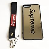 iPhone 7 Plus and 8 Plus Supreme Case,Reflective Mirror Case Cover with Wrist Lanyard Straps.Shockproof Resistant Case for Apple iPhone 7 Plus and 8 Plus 5.5 inch (Black)