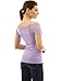 PattyBoutik Women Scalloped Lace Inset V Neck Top (Light Purple Medium)