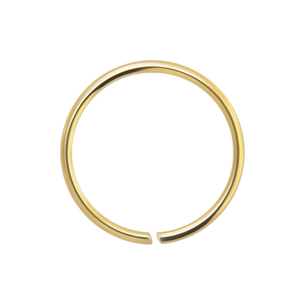 AZARIO LONDON 14K Yellow Gold 22 Gauge - 6MM Diameter Seamless Continuous Open Hoop Nose Ring Nose Piercing — image 1