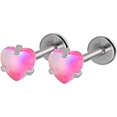 Niaspi 16G Heart Cartilage Stud Earrings for Women 8mm Stainless Steel Conch Tragus Helix Earrings Studs Medusa Lip Rings Body Piercing Jewelry
