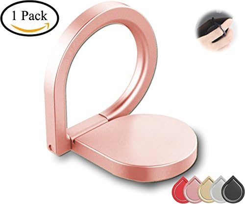 Smart Mobile Phone Ring Holder, Stylish Zinc Alloy Water Drop Series, 360 Degree Rotation Adjustable Kickstand Grip Stand for iPhone/ Samsung/ Pad and Universal Cell Phones and Case (Rose Gold)