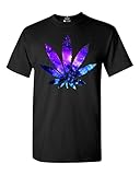 Shop4Ever Marijuana Leaf Galaxy T-Shirt Weed Smoker Shirts Medium Black 61637