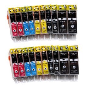 20 new Canon Compatible CLI526, PGI525, Printing Ink Cartridges for CANON PIXMA iP4850, MG5150, MG5250, MG6150, MG8150, MX885, IX6550, MX715, MX895 Printer Inks (PGI 525BK, CLI 526Y, CLI 526M, CLI 526C, CLI 526BK,) High Capacity Inks by BVH Direct