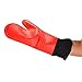 Lingstar Silicone Oven Gloves Mitts - Extra Long Cotton Lining Heat Resistant - BBQ Gloves - 1 Pair (Red)