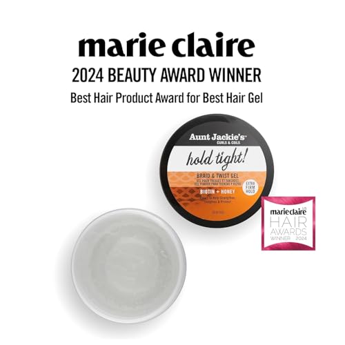 AUNT JACKIE’S AWARD-WINNING BRAID + TWIST COLLECTION HOLD TIGHT BRAID & TWIST GEL WITH EXTRA FIRM HOLD, 7.5OZ