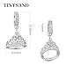 TINYSAND Princess 925 Sterling Silver Princess Crown Charm Pendant with Clear CZ Stones, Dangling Bead for Charms Bracelet