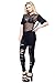 J2 LOVE Made in USA Ripped Stretch Cotton Legging ,Black,Small