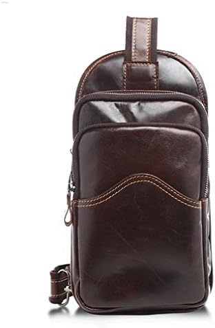 Mens Genuine Leather Vintage Sling Chest Belt Fanny Pack Waist Purse