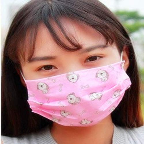 Surgical Mask 20Pcs Disposable Face Mask Cute Print Flu Mask 3 Layers Earloop Mouth Mask Half Face Windproof Mask Anti-dust Cotton Face Mask for Men and Women - Thumbnail 5
