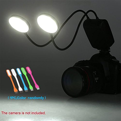 CONXTRUE Versatile Flexible Two Metal Tube Adjustable LED Round Light Flash with LCD Display for Macro Close-up Photography Lighting Fit Canon Nikon Sony and Other Standard Hot Shoe DSLR Camera