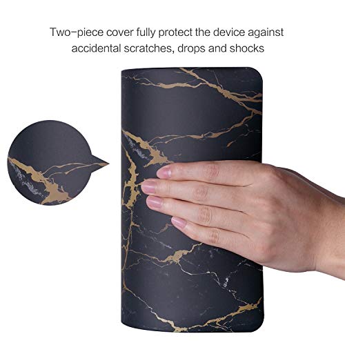 MacBook Air 13 Inch Case, TeenGrow Rubberized Plastic Protective Hard Laptop Case Shell with Keyboard Cover & Screen Protector for Mac Air 13" (Model: A1369/A1466), Black & Gold Marble