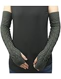 Dahlia Women's Arch Cable Acrylic Knit Fingerless Long Arm Warmer Gloves