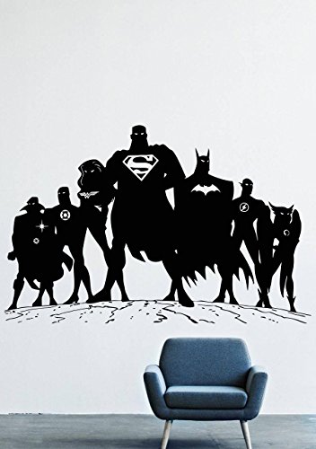 Wall Decals Decor Vinyl Batman Superhero DC Comics Costume Mask Bat Flash Superman Wonder Woman Doctor Strange Green Lantern GMO0535