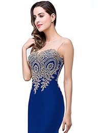 Vestido de noche de sirena Babyonline para mujer Apliques de encaje formal Vestido largo de fiesta