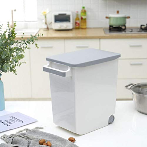 Rice Container Bin, Food Storage Container Flour Airtight Container Kitchen Grain Cereal Storing Box with Casters Gray